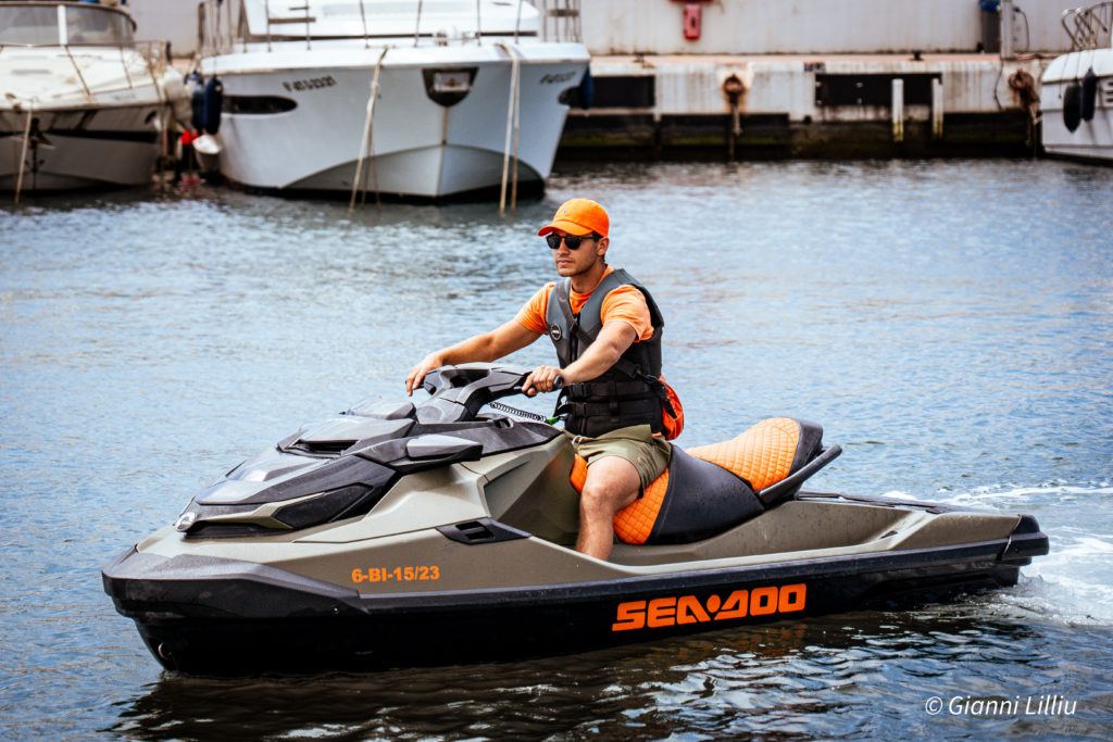 Rider on a jet ski in Marbella marina